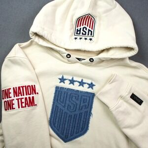 PRO STANDARD USA National Team Soccer Hoodie Cream White Mens S Embroidered